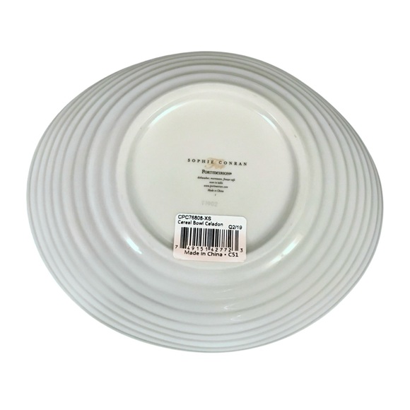 2 Portmeirion Sophie Conran Celadon Green Cereal Bowls 7.25" Ring Oval Ribbed - Picture 12 of 15